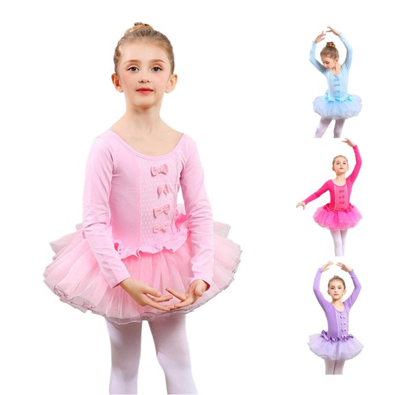 Shachafan Classical Ballet Practice Tutu Dress For Girls Dance Recital Performance Elegant Leotard Skirt Outfit For Ballerina Training Dress Long Sleeve
