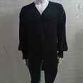 thumbnail image 5 of Wrtxtat Men's Cardigan Solid Color Cable Knit V-Neck Long Coats Fashion Midweight Warm Casual Loungewear Streetwear Sweater Black XL, 5 of 5
