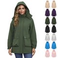 thumbnail image 5 of Women's Casual Stylish Hiking Jacket - Detachable Hood Windproof Waterproof Warm Cotton Coat, Black, L, 5 of 5