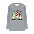 thumbnail image 6 of asdoklhq Crewneck Sweatshirt Women's Fashionable and Casual Loose Christmas V-neck Long Sleeved T-shirt Top Gray M, 6 of 7