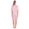 thumbnail image 2 of Nightgown Sexy Lingerie for Women Nightwear Satin Plaid Short Sleeve V Neck Silk Thin Dress House Dress Sleepwear, Pink S-2XL, 2 of 6