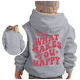 thumbnail image 2 of FAOWME Big Kids Girls Hoodies With Pocket Long Sleeved Letter Print Fashion Comfortable Loose Fit Sweatshirts For Daily Wear Grey 3-4 Years, 2 of 5
