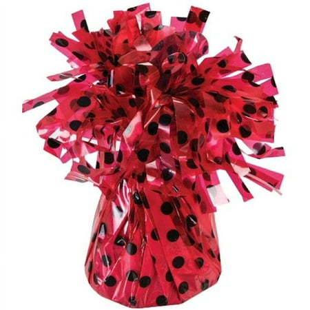 PMU Polka Dot Kisses Balloon Weights - Decorative Balloon Weight for Christmas, Thanksgiving, Birthday, Party Favors, Wedding & Baby Shower - 6oz. Red With Black, Pkg/12