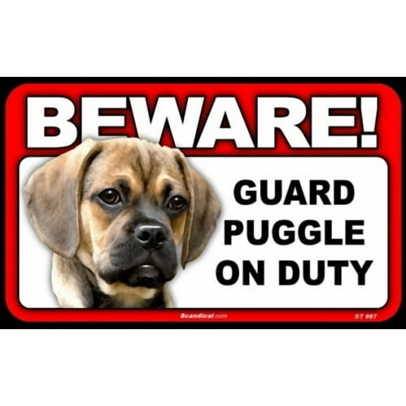 Beware Guard Dog On Duty Sign - Puggle