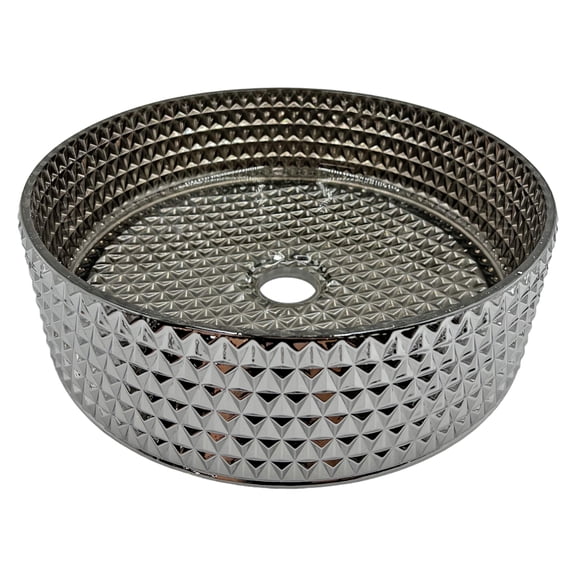 Scotch 14" Tempered Glass Circular Bathroom Vessel Sink in Brushed