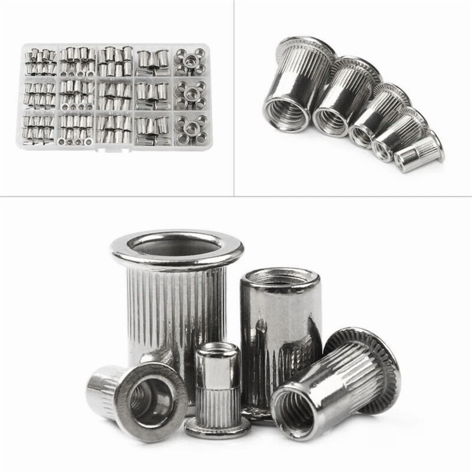 CIRCLE- 150Pcs Rivet Nut Flat Head Threaded Insert Aluminum Nutsert Set Kit