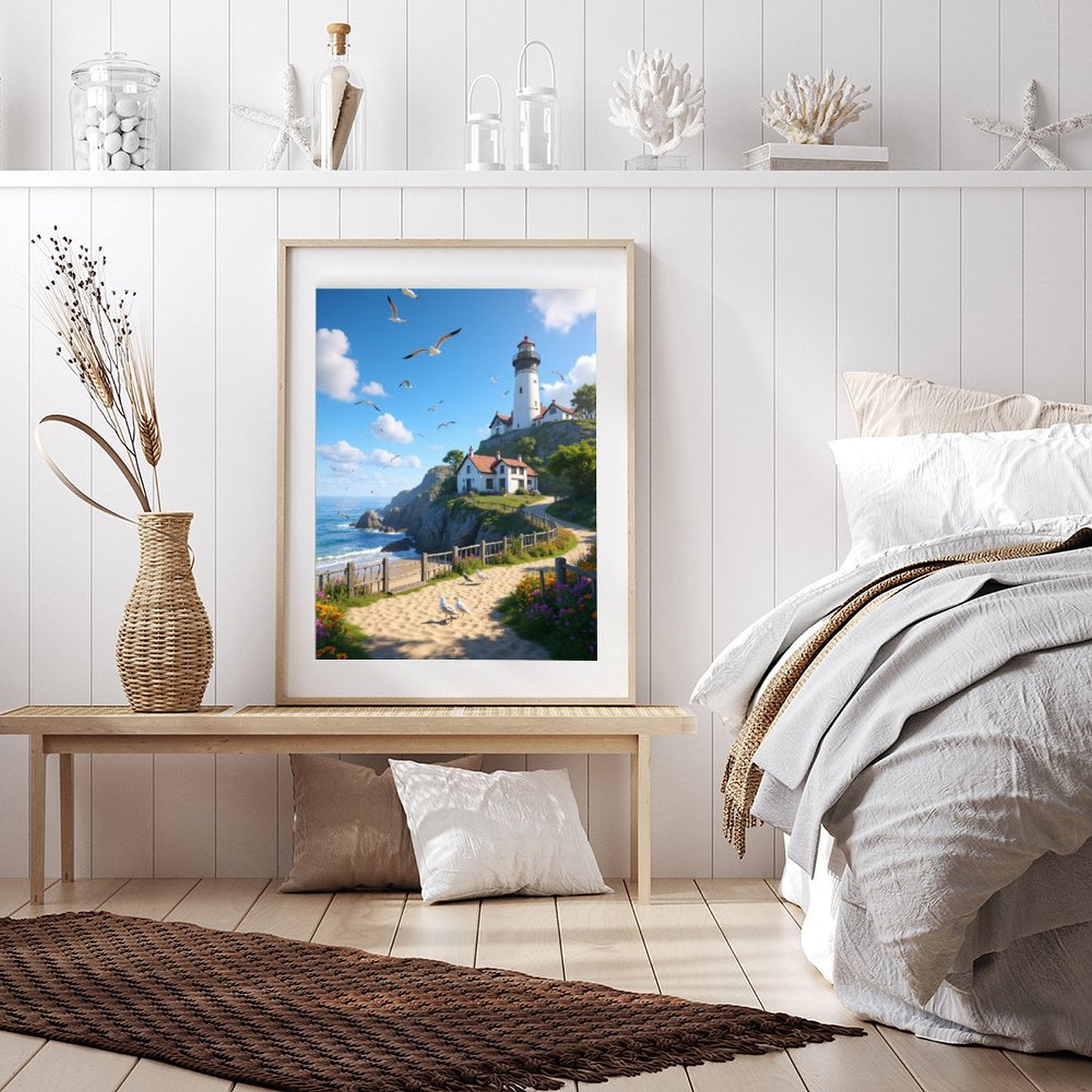 Diamond Art Kit for Adults, Coastal Lighthouse Scenic Pathway Diamond Painting for Adults Beginners, DIY Diamond Art Painting Kits, 5D Diamond Painting Crafts for Home Decor 12x16 Frameless