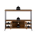 thumbnail image 5 of Rustic Kitchen Island Cart, Modern Wine Bar Cabinet Narrow Console Table with Open Top Shelf and Storage Compartment, Entryway Sideboard with Metal Legs for Living Room or Kitchen, Brown, 5 of 7