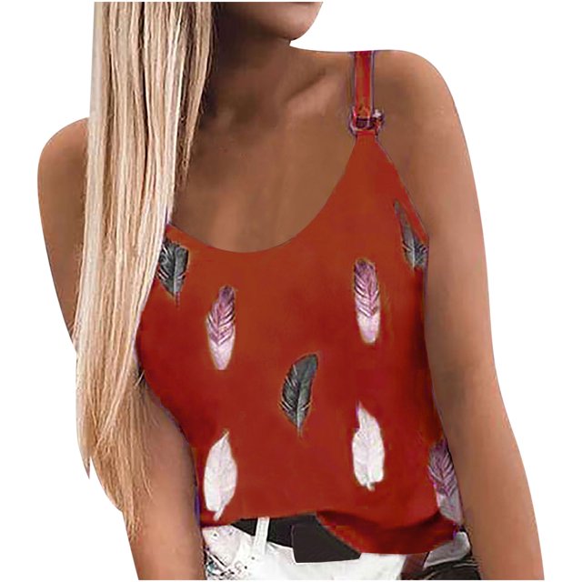Babysbule Liquidation Hauts pour Femmes Mode Été Imprimé Décontracté Sans Manches Col Rond Débardeur Blouse Camis