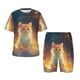 thumbnail image 1 of Fotbe Starry Sky Constellation Cat Pijama Estampada de 2 Piezas para Niños – Ropa de Dormir de Manga Corta Cómoda para Niños y Niñas, Camiseta y Shorts de Algodón-Small, 1 of 6