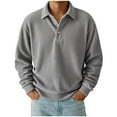 thumbnail image 1 of Mens Long Sleeve, Casual Solid Color Half-Cardigan with Lapel, 1 of 4
