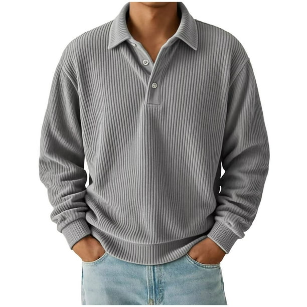 pstuiky manga larga para hombre, Cárdigan informal de manga larga con solapa y botones para hombre, color liso camisetas de hombre s