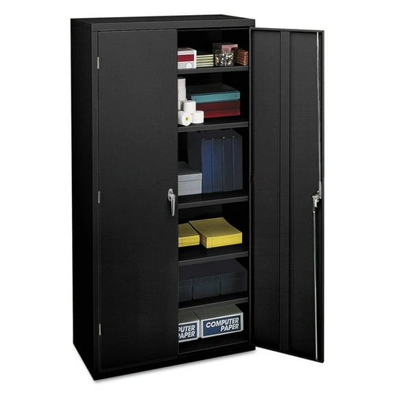 HON Brigade Storage Cabinet | 5 Adjustable Shelves | 36"W x 18-1/8"D x 72"H | Black Finish