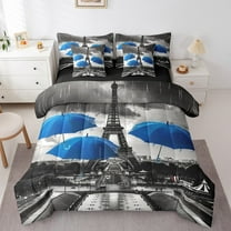 Erosebridal Eiffel Tower Bedding Sets King Size, Romantic Paris Comforter Sets with Sheets, Vintage Fashion Reversible Bed Set, Ultra Soft Bedroom Decoration, 7pcs