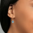 thumbnail image 4 of Gem Stone King 925 Sterling Silver and 14K Yellow Gold Swiss Blue Topaz Drop Dangle Leverback Earrings for Women (2.60 Cttw, Gemstone Birthstone, Oval Checkerboard 8X6MM), 4 of 4