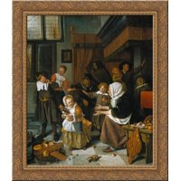 Feast of St. Nicholas 24x20 Gold Ornate Wood Framed Canvas Art by Jan Steen
