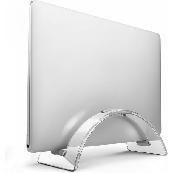 SDES-Acrylic Vertical Laptop Stand - Sleek Transparent Notebook Support, Space-Saving Docking Stand for MacBook, Surface, HP, Dell and More
