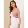 thumbnail image 2 of DARING DIVA Women's Elegant Bolero Shrug Lace Insert Crop Cardigan S Pink, 2 of 6