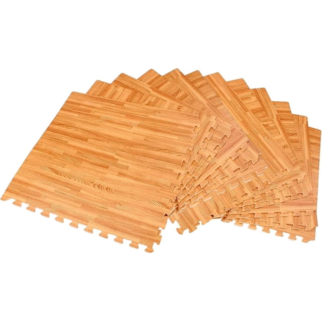 Set de 8 Tapetes Foamy para Ejercicio, Bluelander, 1.2 cm, Diseño de Madera