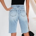 thumbnail image 2 of adviicd Blue Jeans Women Ripped Denim Jean Shorts High Waisted Casual Summer Folded Hem Short Jeans with Pockets Blue L, 2 of 5