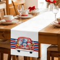 thumbnail image 5 of Thin Blue Red Striped Table Runner 72 Inches, Patriotic Gnomes 4th of July Truck Bed Runner Dresser Scarves Tabletop for Indoor Outdoor Parties/Ceremony/Banquet, 16" x 72", 5 of 9