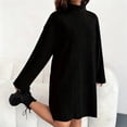 thumbnail image 6 of Women's Sweater Dress Knit Dress High Neck Long Sleeve Ribbed Loose Fit Warm Comfortable Winter Dress for Casual Loungewear,Black,L, 6 of 7