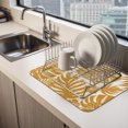 thumbnail image 2 of Vintage Yellow Palm Leaves Dish Drying Mats for Kitchen Counter, Tropical Botanical Minimalist Modern Absorbent Coffee Bar Mat with Non-slip Rubber Backed Quick Drying Dish Rack Pad 12"x16", 2 of 9