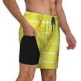 thumbnail image 3 of Balery Gold Pineapple Mens Swim Trunks Swim Shorts for Men Quick Dry Inseam Beach Shorts with Compression Liner Pocket-X-Large, 3 of 9