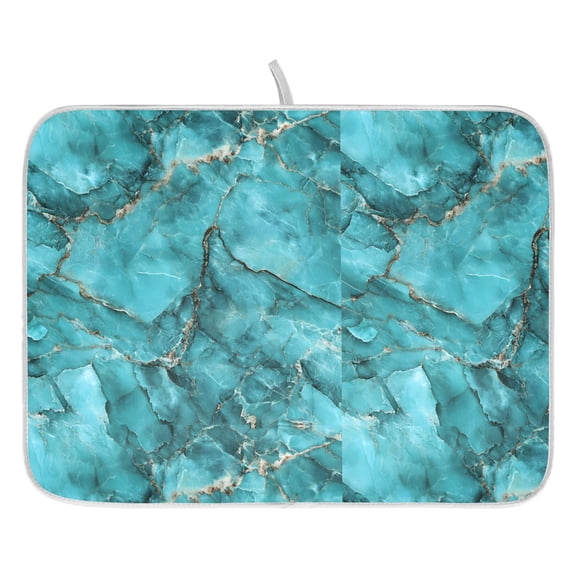 Ryvnso Turquoise Marble Dish Drying Mat for Kitchen Countertop 16x18 Small Dish Pad Drainer Rack Dish Sink Mats