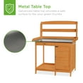 thumbnail image 4 of Best Choice Products Outdoor Garden Wooden Potting Bench Station w/ Metal Table Top, Pre-Stained Finish, Cabinet - Brown, 4 of 7