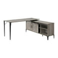 thumbnail image 3 of GZXS Modern Industrial L-Shaped Computer Desk with Sliding-Doors Storage Cabinet, Open Shelves, Metal Frame & Cord Management - 65"L x 65"W x 31"H, Gray Oak & Black, 3 of 6