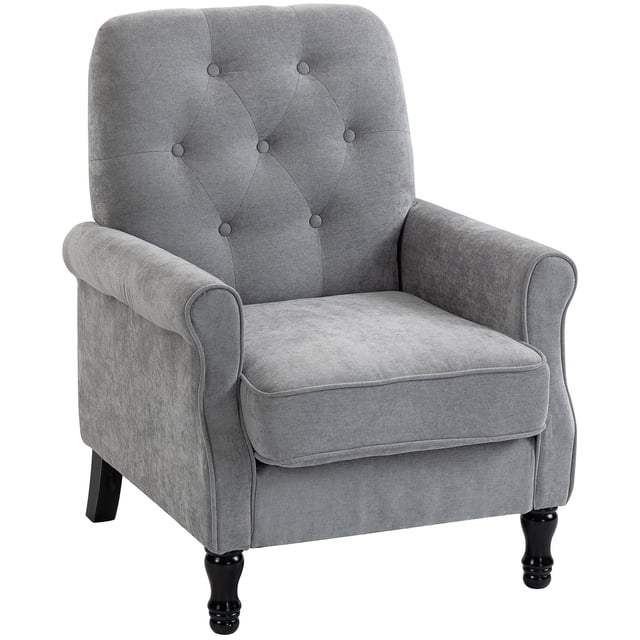 HOMCOM Fauteuil d'Appoint, Fauteuil Moderne Mi-Siècle avec Siège Épais, Gris