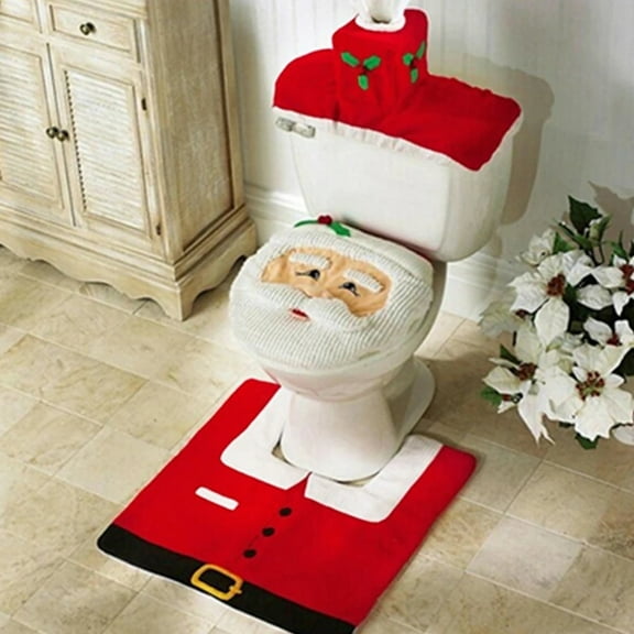 Cute Christmas Toilet Seat Covers Creative Santa Claus Bathroom Mat Xmas Supplies for Home New Year Navidad Gift Decor