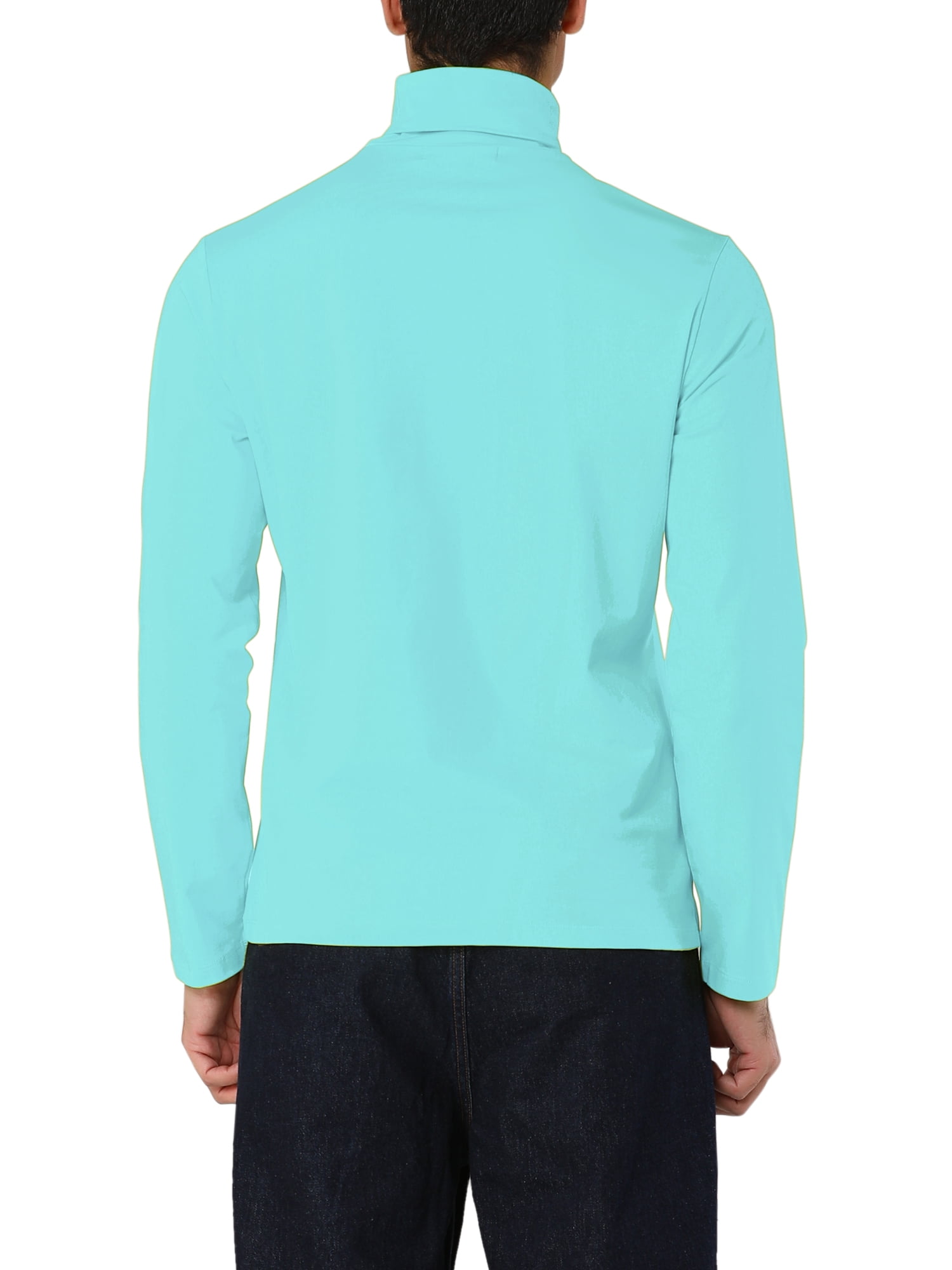 Unique Bargains Men's Pullover Lightweight Long Sleeve Top Turtleneck T-Shirt 50 Mint