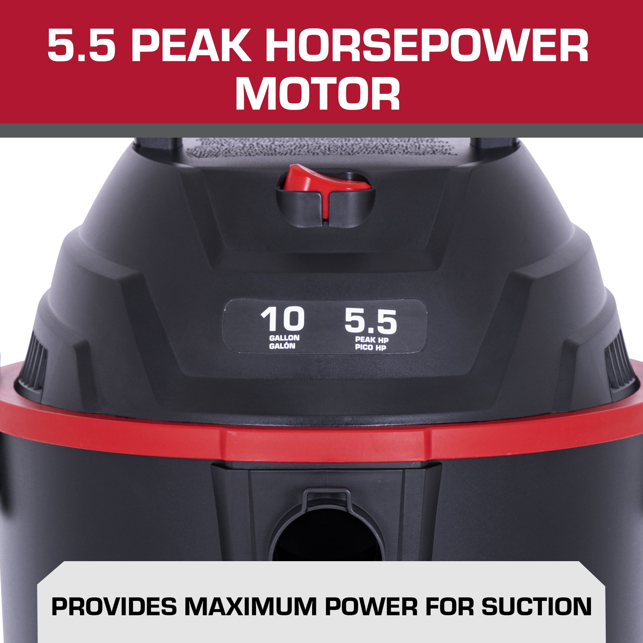 Hyper Tough 10 Gallon 5.5 HP Poly Wet/DryVacuum for Home, Car, Garage & Workshop