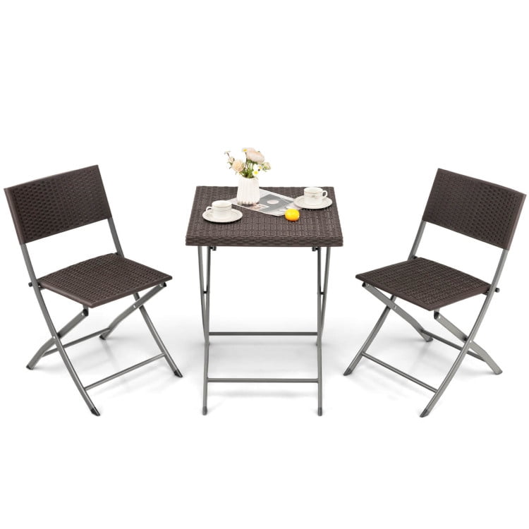 GVN 3 Pieces Patio Bistro Set Outdoor Conversation Furniture Table and Folding Chair, Outdoor Furniture Chairs for Backyard, Porch, Garden, Poolside GVN 3 Pieces Patio Bistro Set Outdoor Conversation Furniture Table and Folding Chair, Outdoor Furniture Chairs for Backyard, Porch, Garden, Poolside