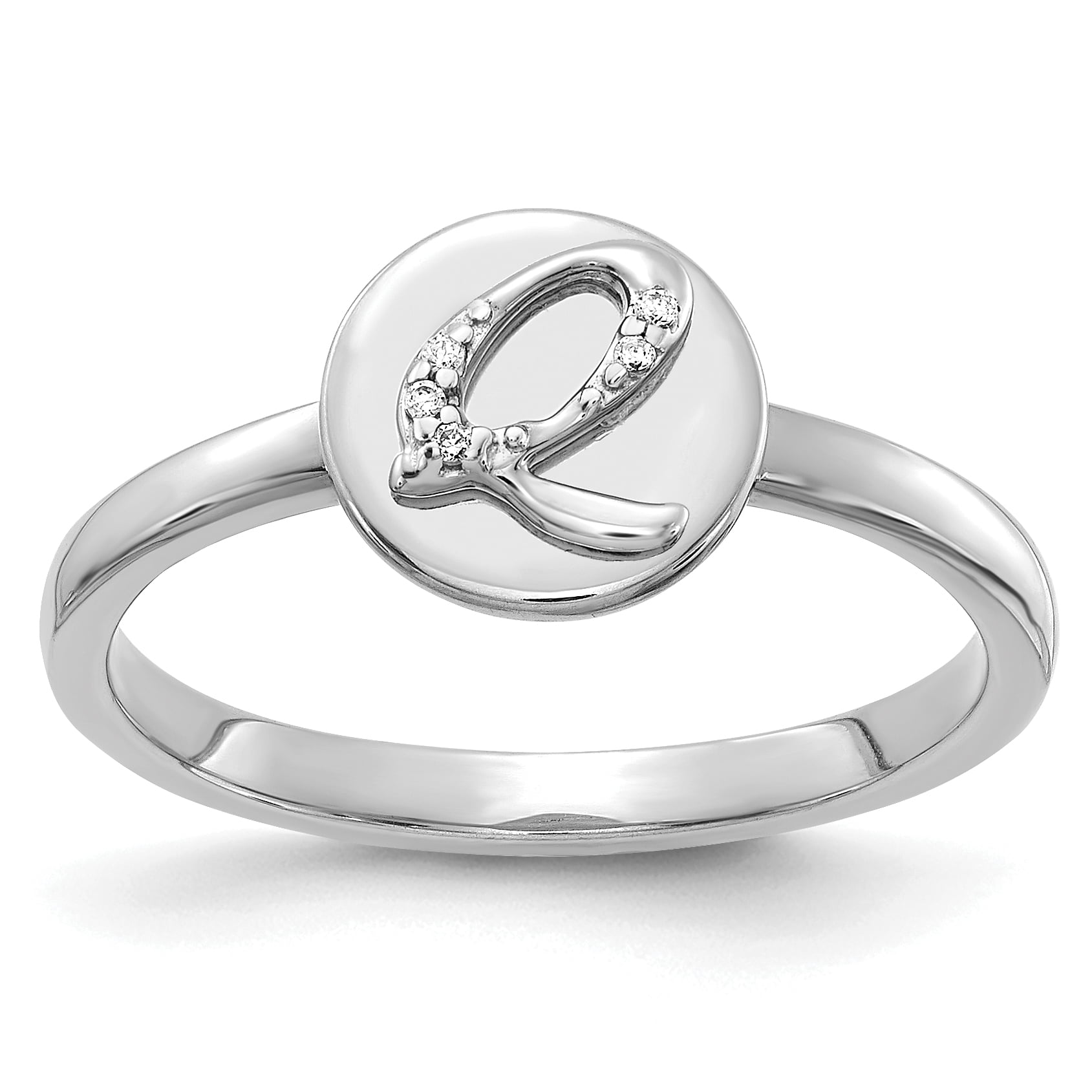 14K White Gold Diamond Initial Q Ring (0.015Cttw) - www.semadata.org