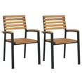 thumbnail image 2 of vidaXL Patio Chair Stackable Lawn Dining Chair Solid Wood Acacia and Metal, 2 of 4