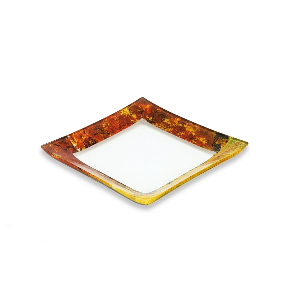 GAC Unique Landscape Design Square Tempered Glass Dessert Plates 6 Inch Set of 5 Break