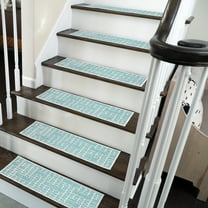 SussexHome Hudson Design 9" X 28" Stair Treads - 70 % Cotton Anti-Slip Carpet Strips for Indoor Stairs-Easy to Install Stair Treads with Double Adhesive Tape-Safe, Extra-Grip, 4-Pack-Teal