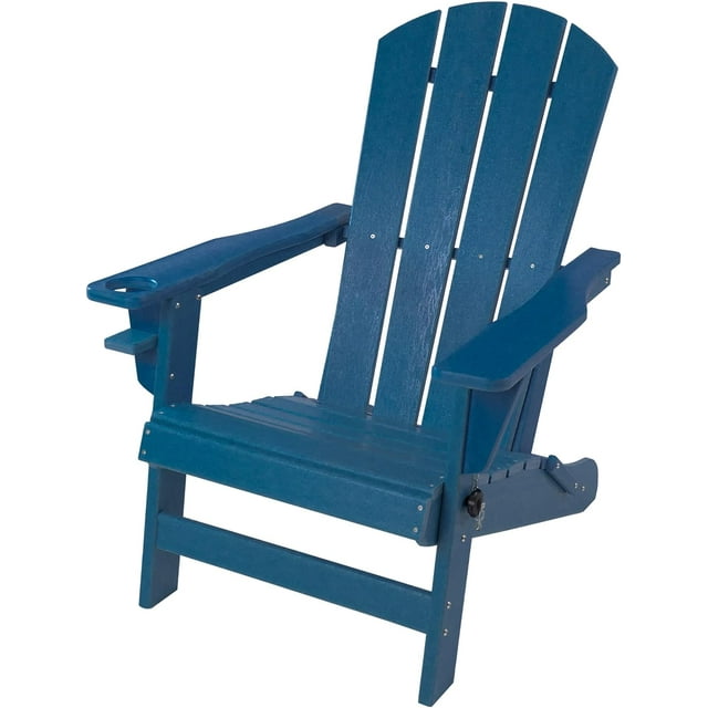 Folding Adirondack Chair, Patio Outdoor Chairs, HDPE Plastic Resin Deck