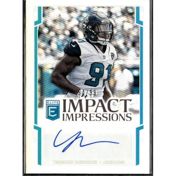 Collectible 2018 Donruss Elite Impact Impressions Yannick Ngakoue Auto #II-YN 94/99 Jacksonville Jaguars Jacksonville Jaguars NFL Autographed Football Card