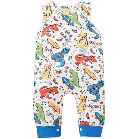 

YOUI-GIFTS Newborn Baby Cartoon Dinosaur Romper Sleeveless Round Neck Jumpsuit Bodysuit for Toddler Girls