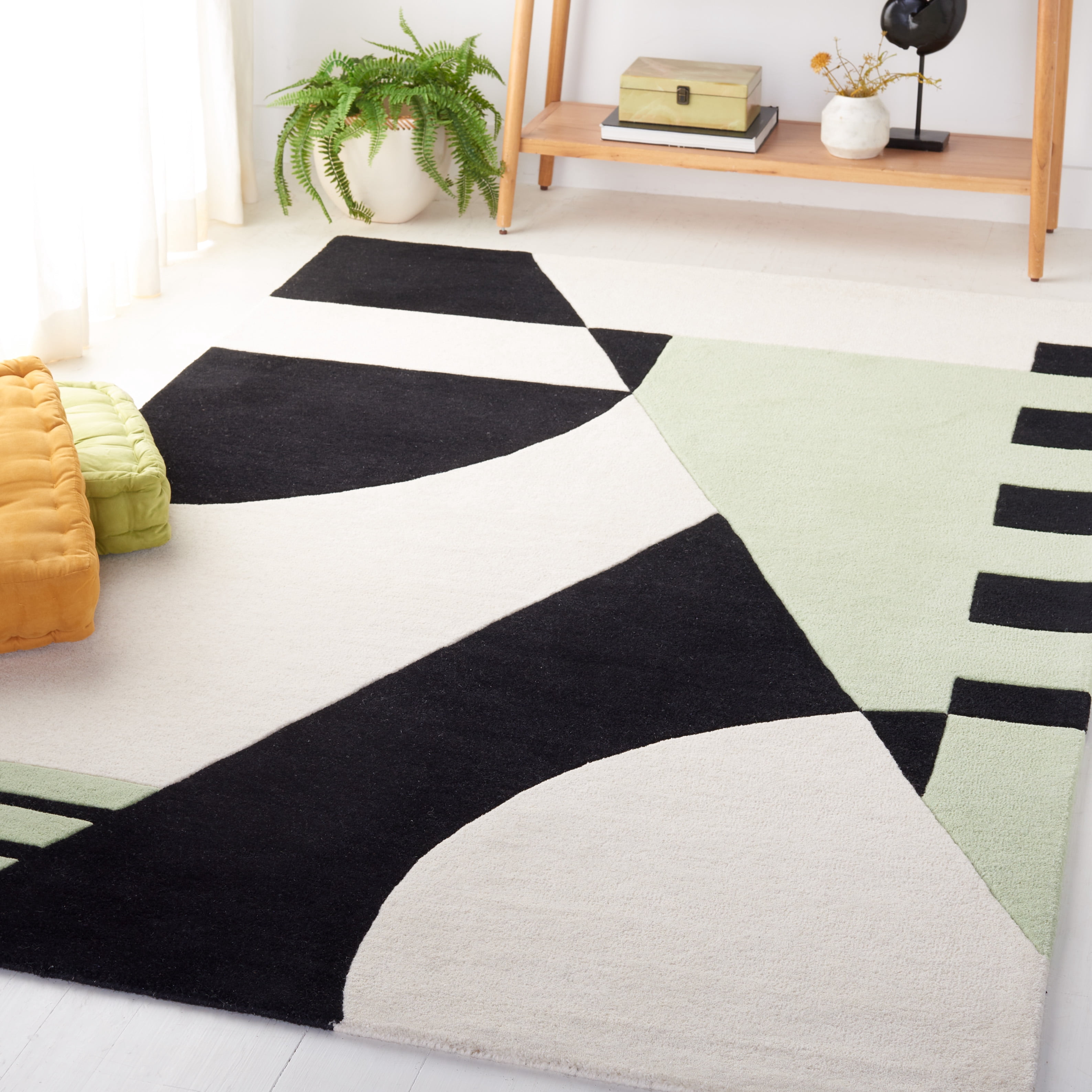 SAFAVIEH Rodeo Drive Kenneth Abstract Area Rug, Black/Green, 3' x 5'