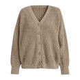thumbnail image 4 of Smsaxvxz Women's Knit Cardigan Oversized V Neck Button Front Lantern Sleeve Chunky Casual Fall Winter Sweater Outerwear, 4 of 6