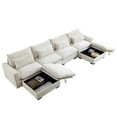 thumbnail image 5 of U-Shaped Corduroy Sectional Couches with 2 Storage Footstool, 4 Seater Sofa Couch with 4 Waist Pillows for Living Room (Corduroy, Beige), 5 of 9