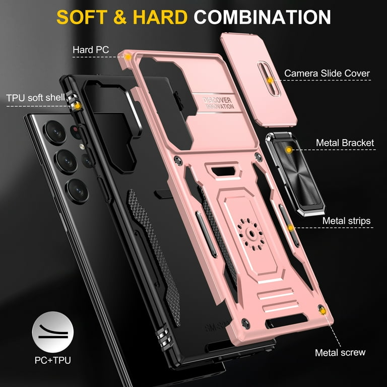 For Samsung Galaxy S20 Ultra Case, Ring Kickstand Magnetic & Slide Camera  Protector Military-Grade Hybrid Rugged Drop Protection Phone Cover