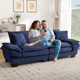 thumbnail image 3 of Lunale 80"L Corduroy Deep Seat Sofa, Upholstered 3-Seater Sleeper Couch for Living Room, Blue, 3 of 8