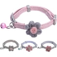 thumbnail image 4 of Collar de gato con flor y campana, collar de gatito para perros pequeños y gatos Collar de seguridad para mascotas con hebillas de liberación rápida (1 paquete) (azul), 4 of 4