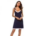 thumbnail image 3 of Liquidation Robe de Nuit en Coton Uni Col en V Grande Taille Décontractée pour la Maison en Dentelle, 3 of 6